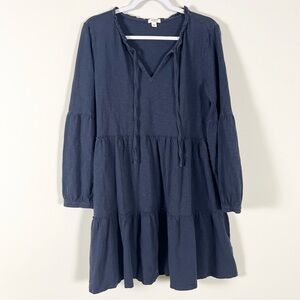 Dylan Women's Iris Tiered Dress Size Medium Navy Blue Boho Capsule Neutral Basic
